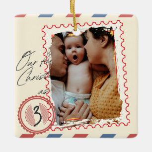 Our first christmas as three ceramic ornament