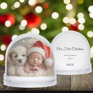 Our First Christmas Baby and Pet Snow Globe 