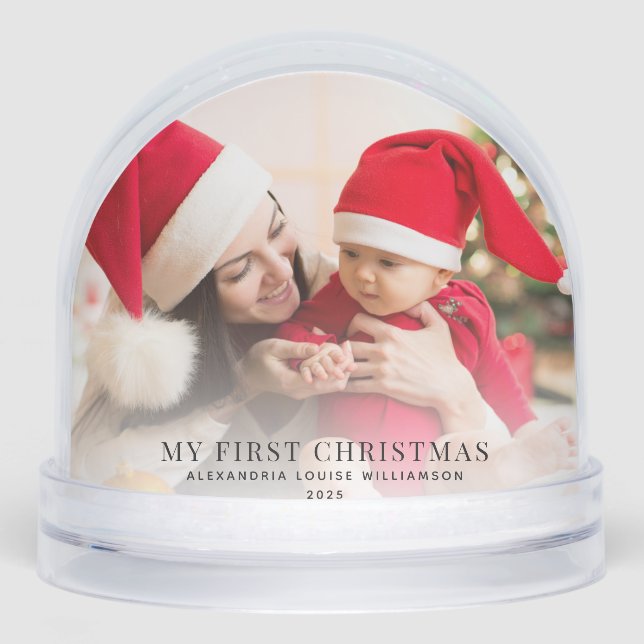 Our First Christmas Baby Photos Custom Snow Globe (Front)