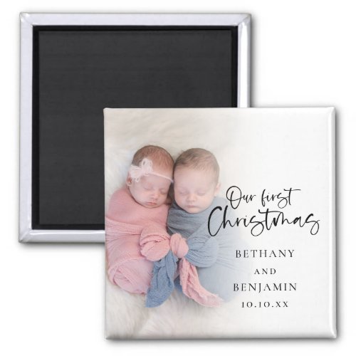 Our First Christmas Baby Twins Photo Names Year Magnet