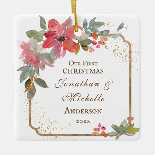 Our First Christmas Bible Love never fails Ceramic Ornament