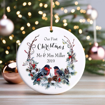 Our First Christmas Ceramic Ornament by SugSpc_Invitations at Zazzle