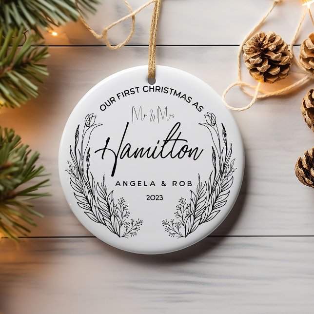 Our First Christmas Ceramic Ornament, Black Line  Ornament (Creator Uploaded)