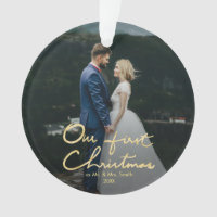 Our First Christmas Chic Hand-Lettered Christmas Ornament