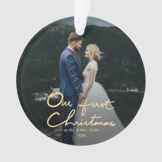 Our First Christmas Chic Hand-Lettered Christmas Ornament