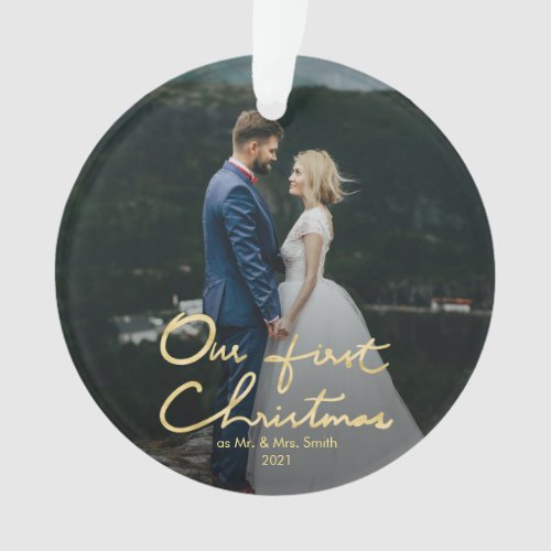 Our First Christmas Chic Hand-Lettered Christmas Ornament