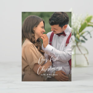 Our First Christmas Chic Script Name photo Holiday