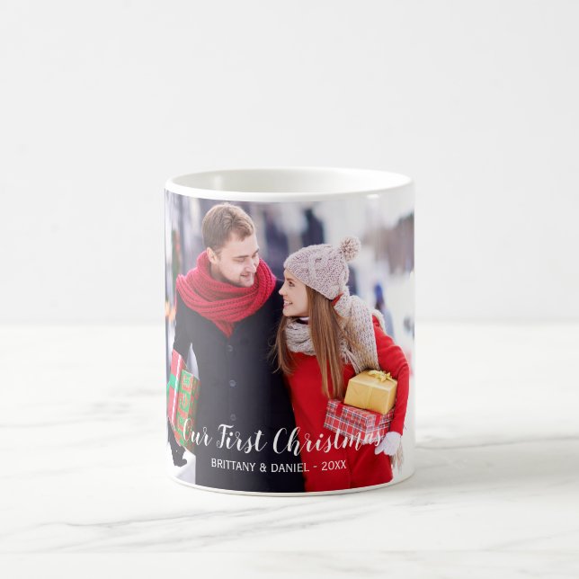 Our First Christmas Couple Photo Coffee Mug (Center)