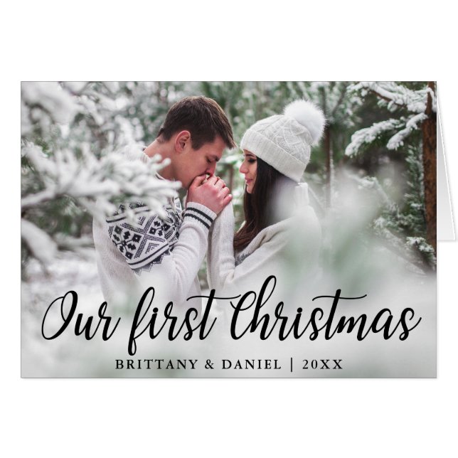 Our First Christmas Couple Photo Fold Cards (Front Horizontal)