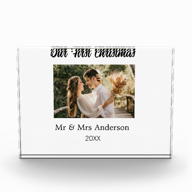 Our first Christmas couple photo name Mr & Mrs mod Block (Front)