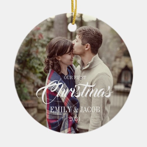 Our First Christmas Couple Photo Ornament