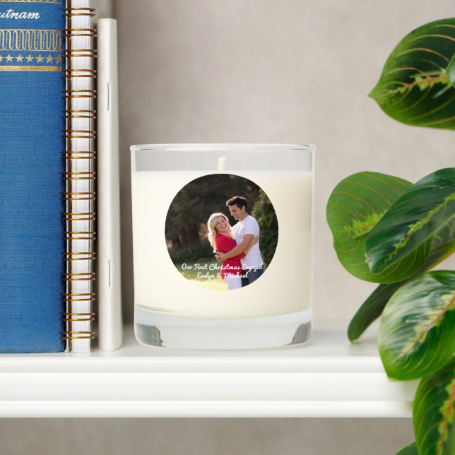 Our First Christmas Couple Photo Scented Candle (Shelf)