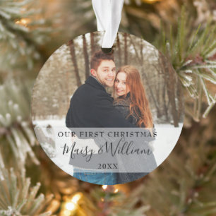 Our First Christmas Couple Photos Ornament