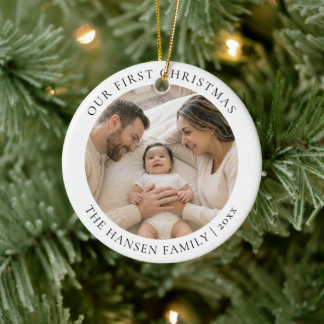 Our First Christmas Custom Family Photo Special Ceramic Ornament
