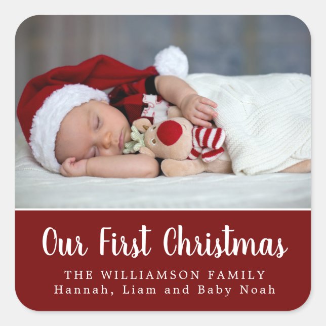 Our First Christmas Custom Photo Stickers (Front)