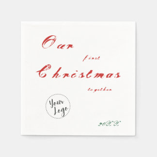 Our First Christmas Custom Small Business Logo Napkins