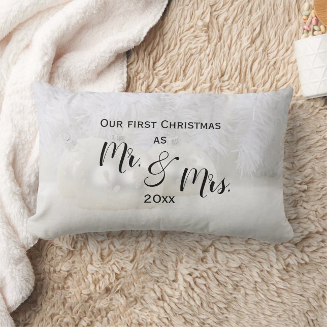 Our First Christmas | Custom Wedding Keepsake Lumbar Pillow (Blanket)