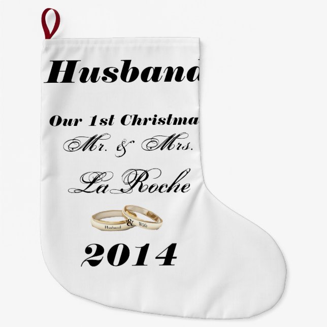 Our First Christmas Customizable Mr. & Mrs. Large Christmas Stocking (Front)
