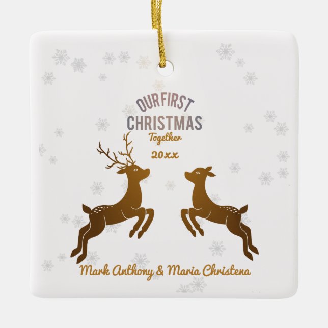 Our First Christmas Customizable Reindeer Ornament (Front)