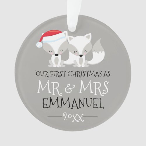 Our First Christmas Cute Arctic Fox Personalized Ornament