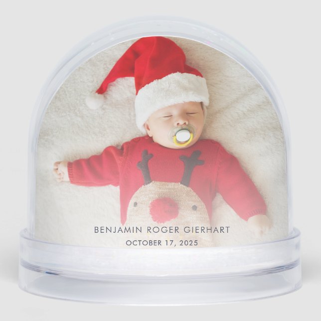 Our First Christmas Dad and Baby Photos Snow Globe (Front)