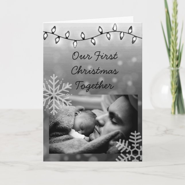 Our First Christmas, Daddy and Child Personalized Card (Front)