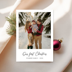 Our First Christmas Elegant Modern Family Photo Holiday Card