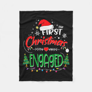 Our First Christmas Engaged 2021 1st Christmas  Fleece Blanket