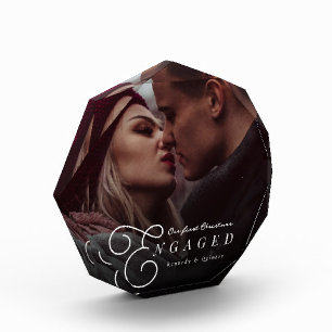 Our First Christmas Engaged Couple Classic Minimal Photo Block