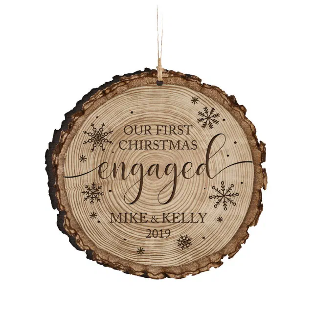 Our First Christmas Engaged Couples Ornament Zazzle 7092