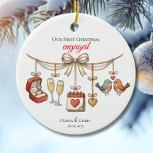Our First Christmas Engaged Cute Ring Date Birds