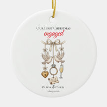Our First Christmas Engaged Cute Ring Date Doves