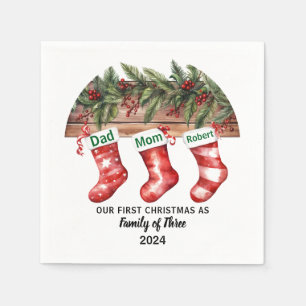 Our First Christmas Engaged Holiday Ceramic Napkins