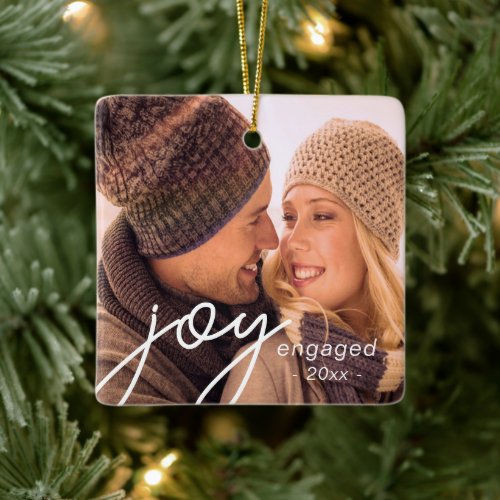 Our First Christmas Engaged Joy Gift  Ceramic Ornament
