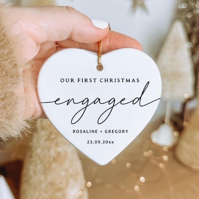 Our First Christmas Engaged Keepsake  Ceramic Ornament (Our First Christmas Engaged Keepsake Ceramic Ornament)