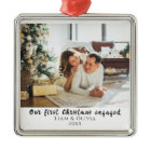 Our First Christmas Engaged Minimal Couple Photo