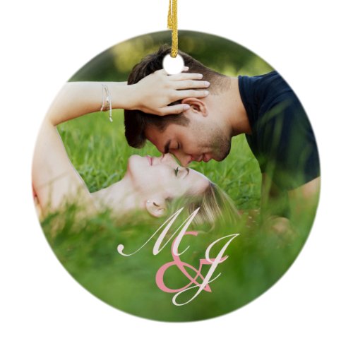 Our first Christmas Engaged Minimalist Elegant  Ceramic Ornament