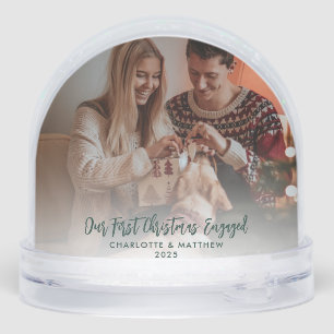 Our First Christmas Engaged Modern Photos Snow Globe