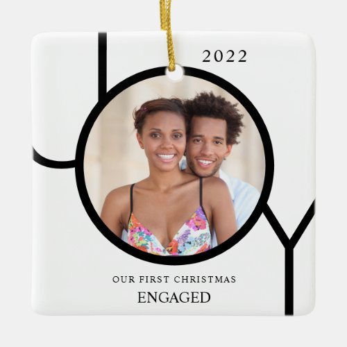 Our First Christmas Engaged Photo Ceramic Ornament