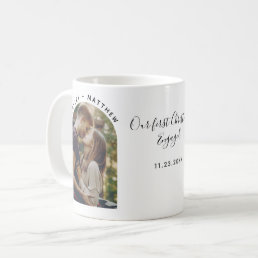 Our First Christmas Engaged Photo Custom Coffee Mug