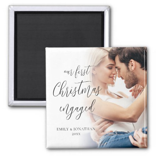 Our First Christmas Engaged Photo Names Keepsake  Magnet