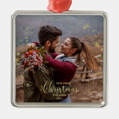 Our First Christmas Engaged Photo Ornament