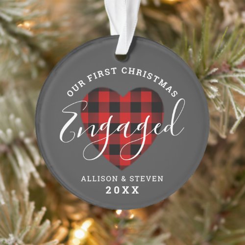 Our First Christmas Engaged Rustic Personalized Ornament