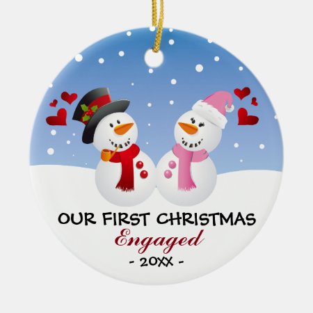 Our First Christmas Engaged Snowman Ornament