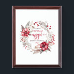 Our first Christmas Engaged wreath Award Plaque<br><div class="desc">Our first Christmas Engaged design with watercolor Christmas wreath and your details. Available with "married" and "together" words too.</div>