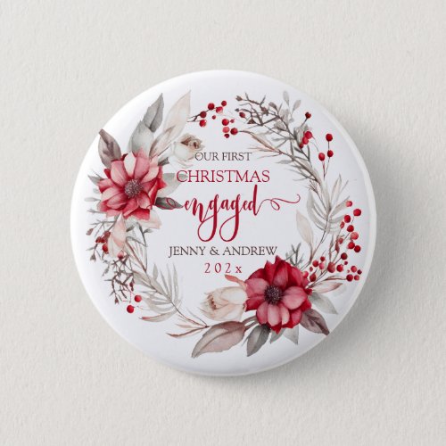 Our first Christmas Engaged wreath Button