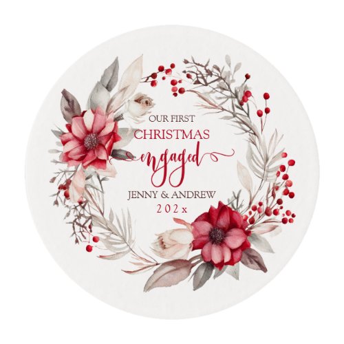 Our first Christmas Engaged wreath Edible Frosting Rounds