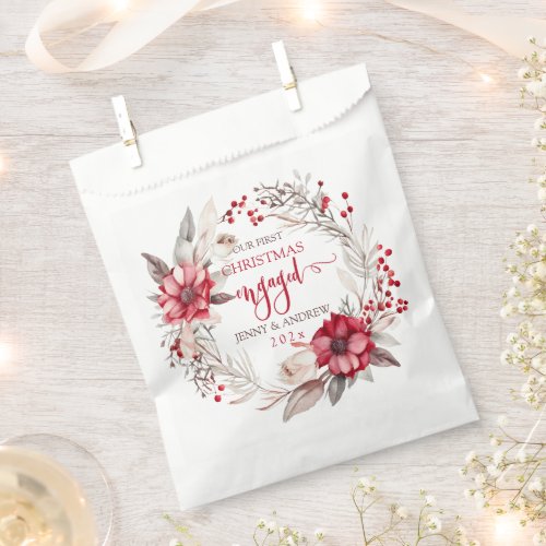 Our first Christmas Engaged wreath Favor Bag