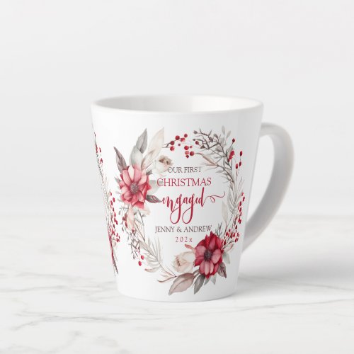 Our first Christmas Engaged wreath Latte Mug
