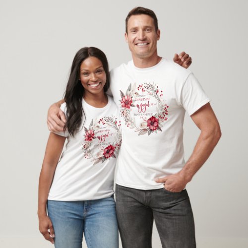 Our first Christmas Engaged wreath T_Shirt